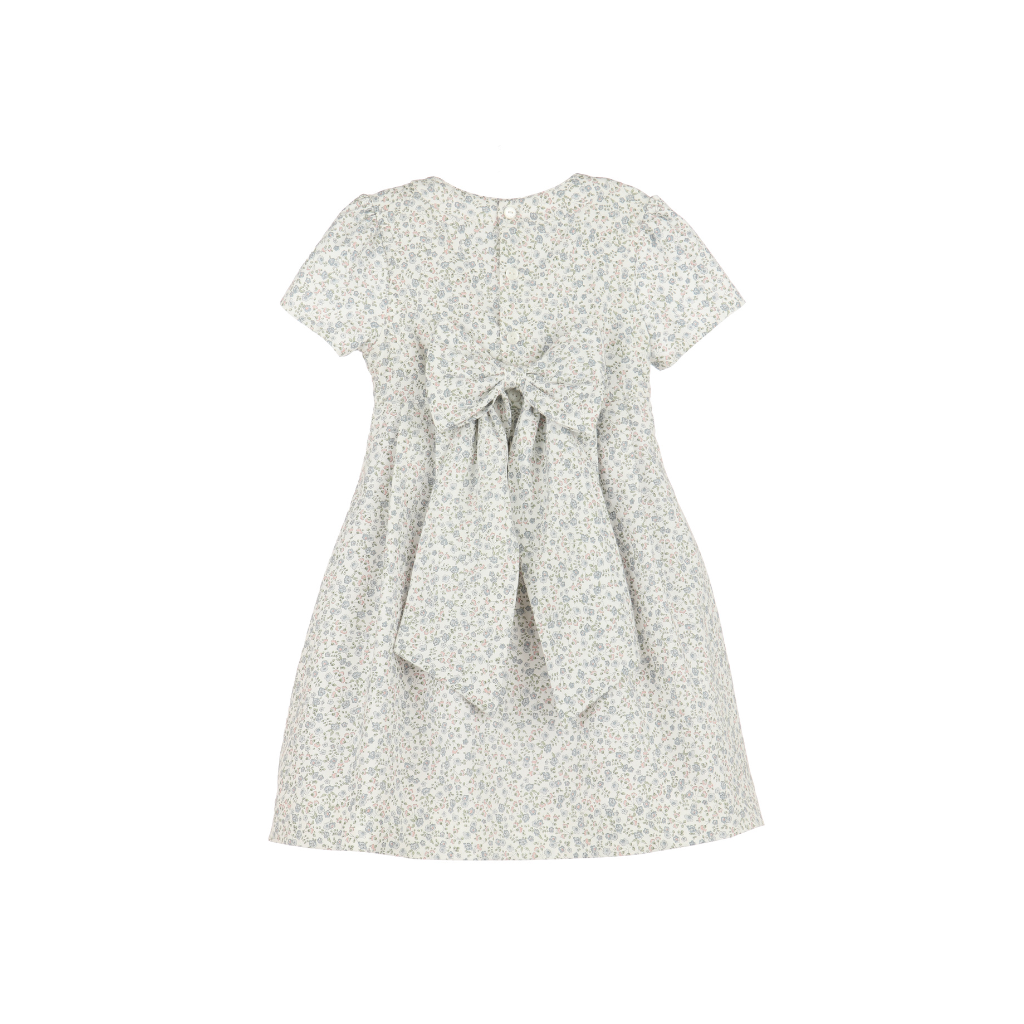Luli & Me Blue Winter Floral Smock Dress