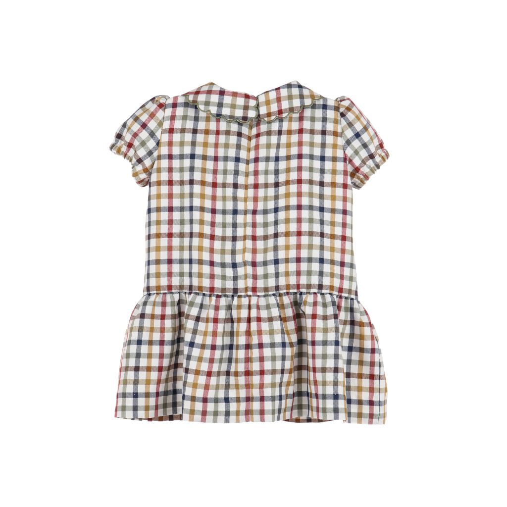 Luli & Me Green Check Feston Dress