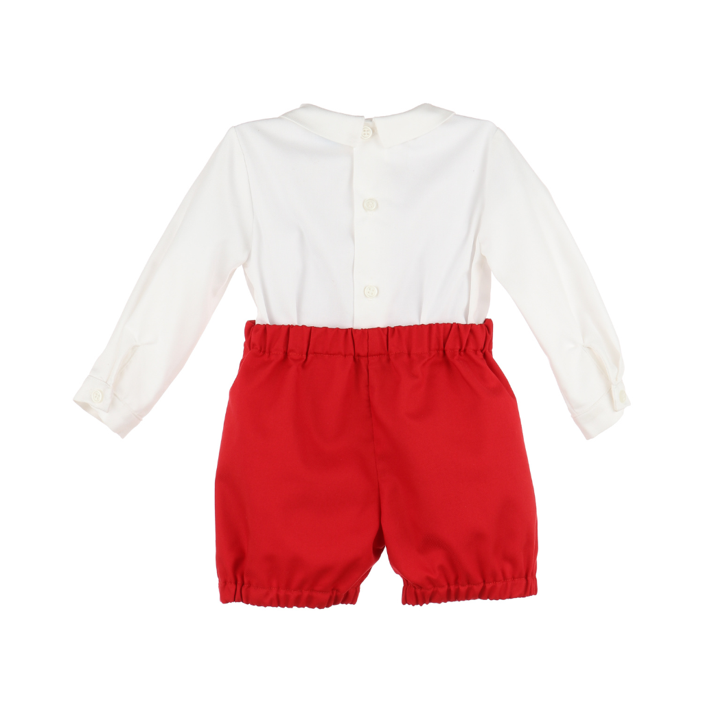Luli & Me Red Smock Tabs Boy's Set