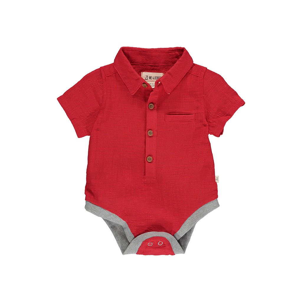 Me & Henry Helford Woven Onesie - Red