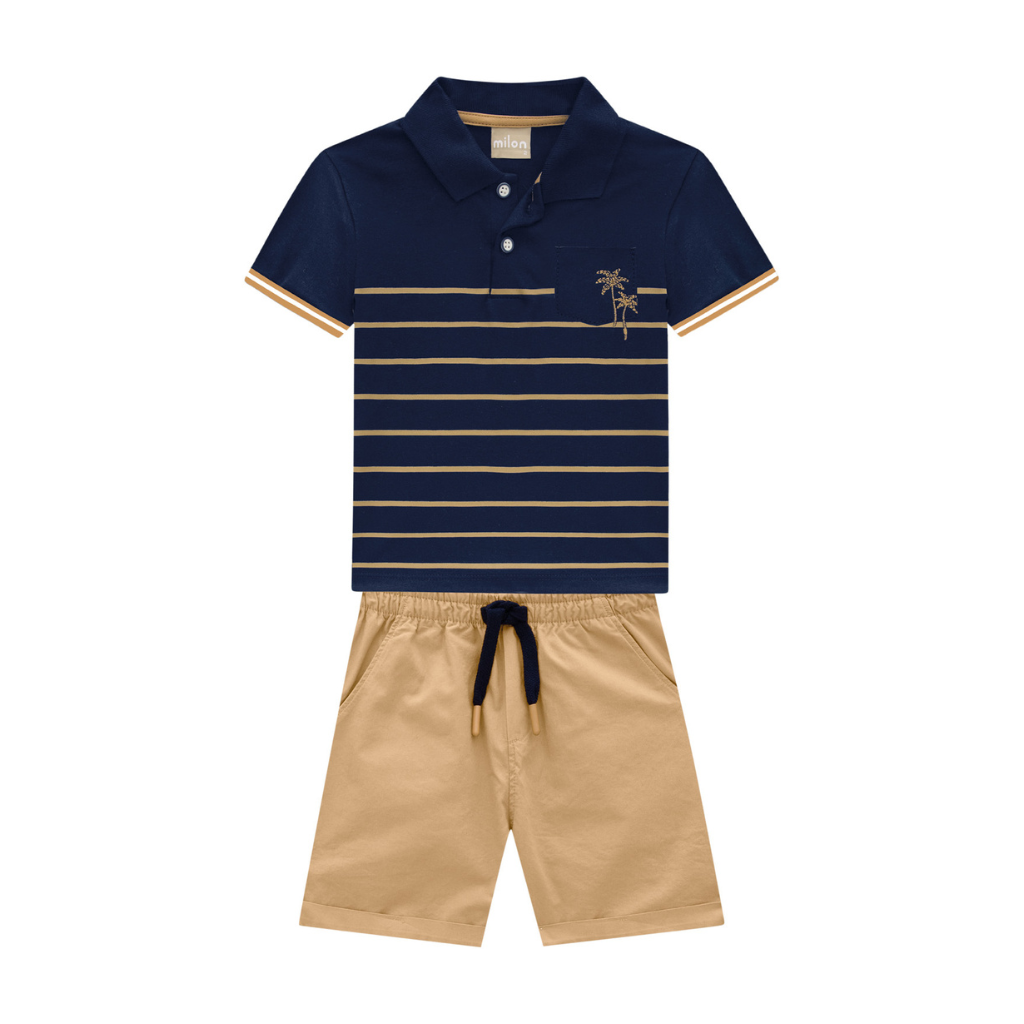 Milon Breast Pocket Polo and Bermuda Shorts