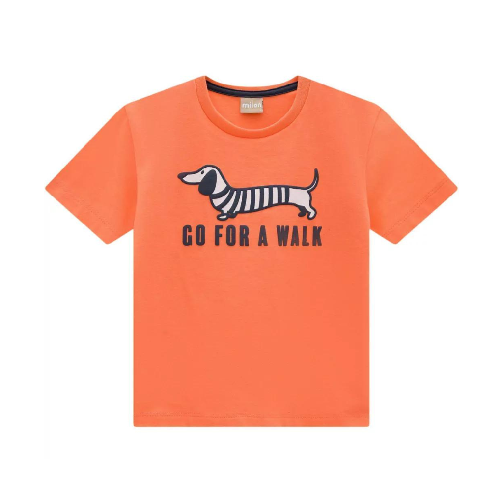Milon Dachshund Go For A Walk Graphic T-Shirt and Striped Cotton Knitted Shorts
