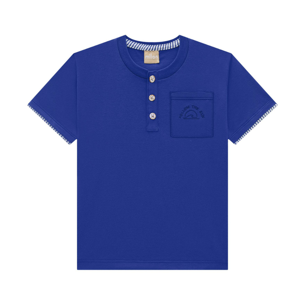 Milon Follow The Sun Button Up T-Shirt and Striped Shorts