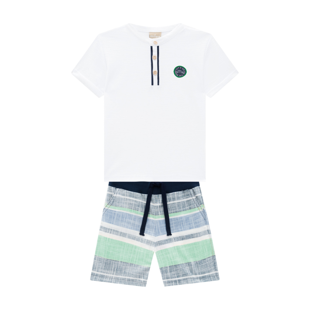 Milon Let's Go On The Road Button Up T-Shirt and Washed Shorts