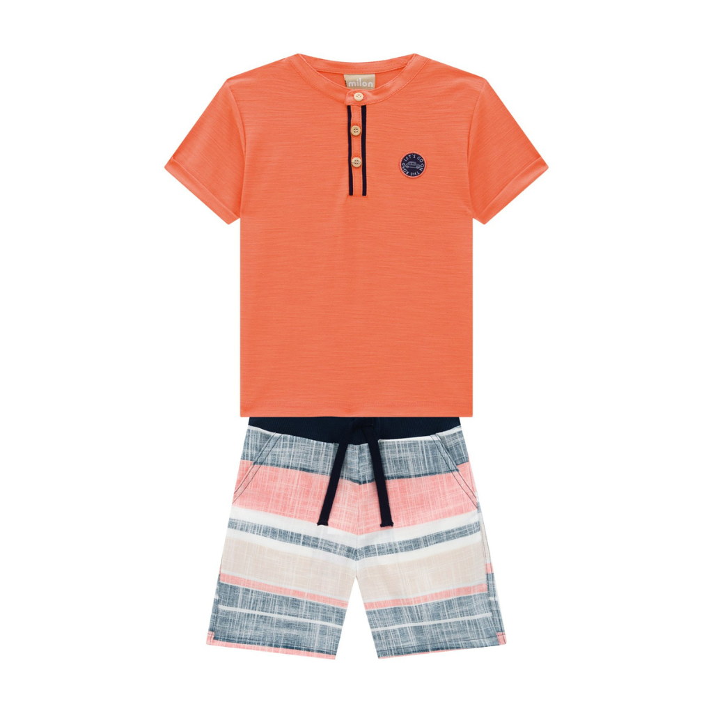 Milon Let's Go On The Road Button Up T-Shirt and Washed Shorts