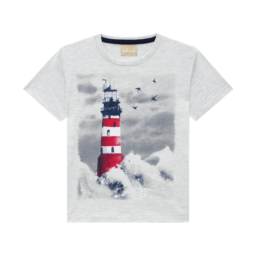 Milon Red Lighthouse Graphic T-Shirt and Shorts