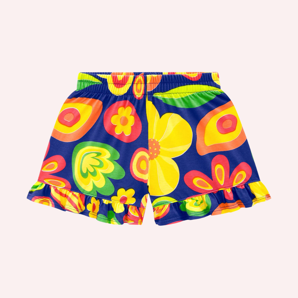 Nanai Blue Flowers Crop Top and Shorts Set