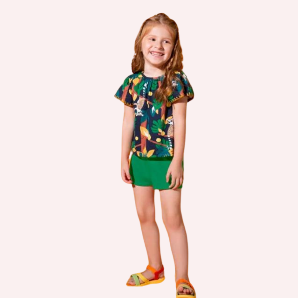 Nanai Girl's Green Jungle Set