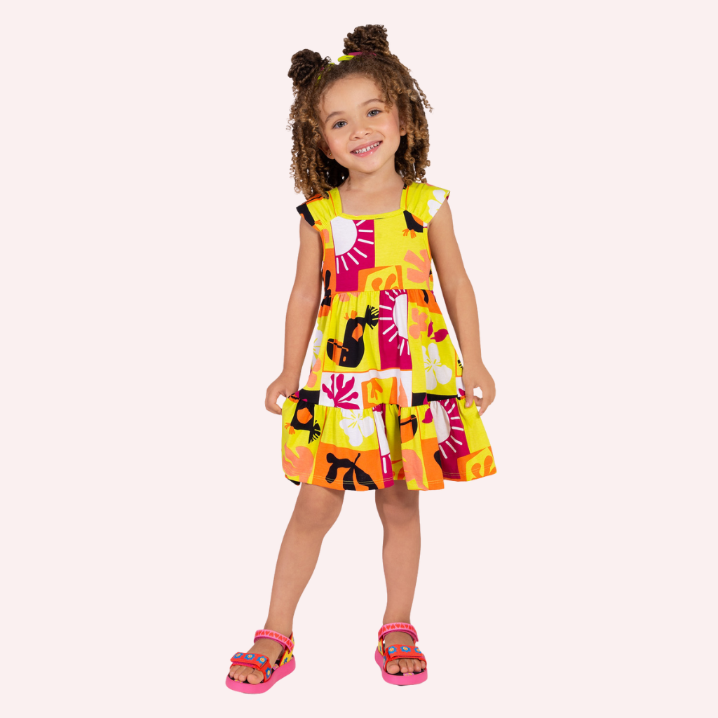 Nanai Ultra Pink Sleeveless Checkered and Printed Leaves Dress