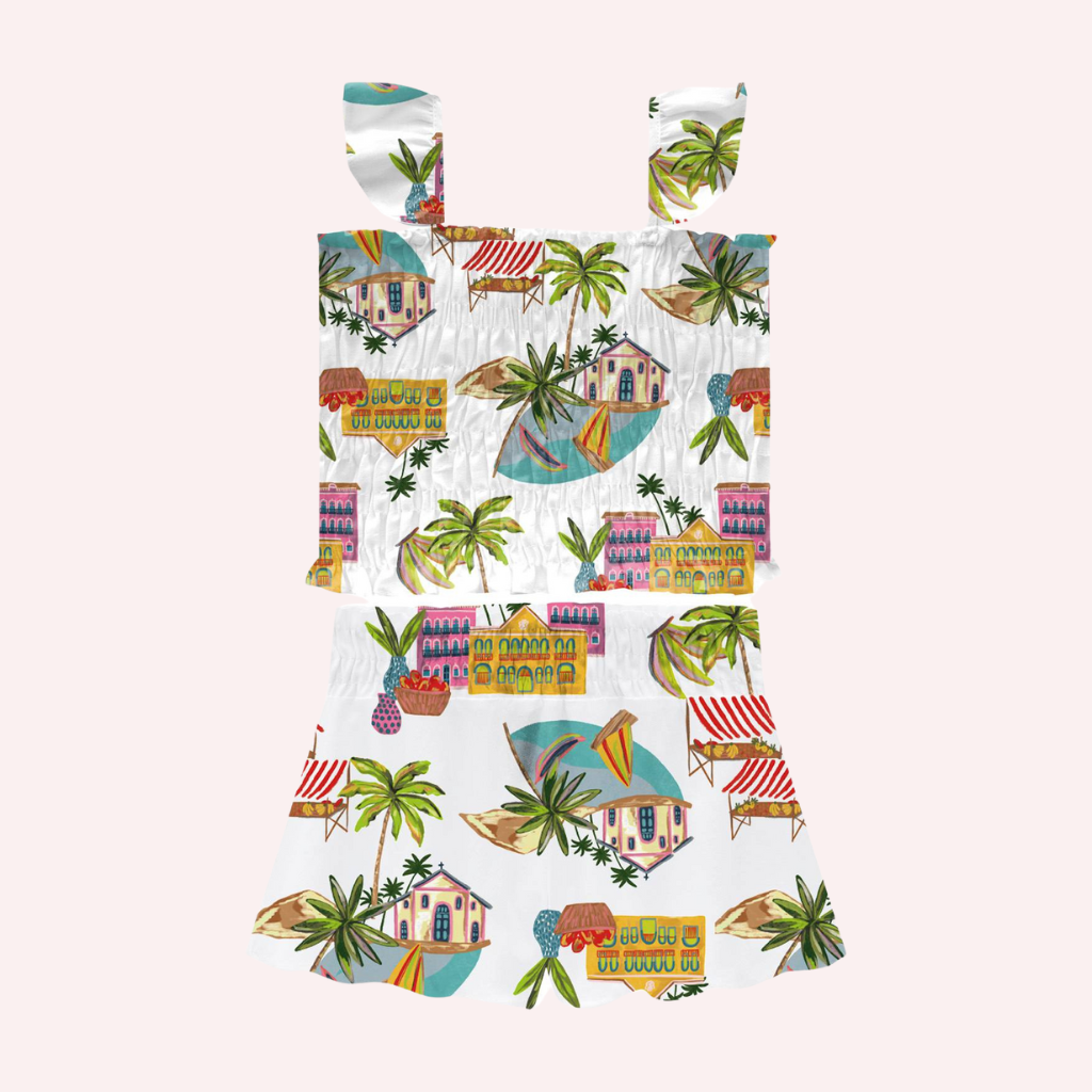 Nanai Tropical Paradise Sleeveless Top and Shorts Set
