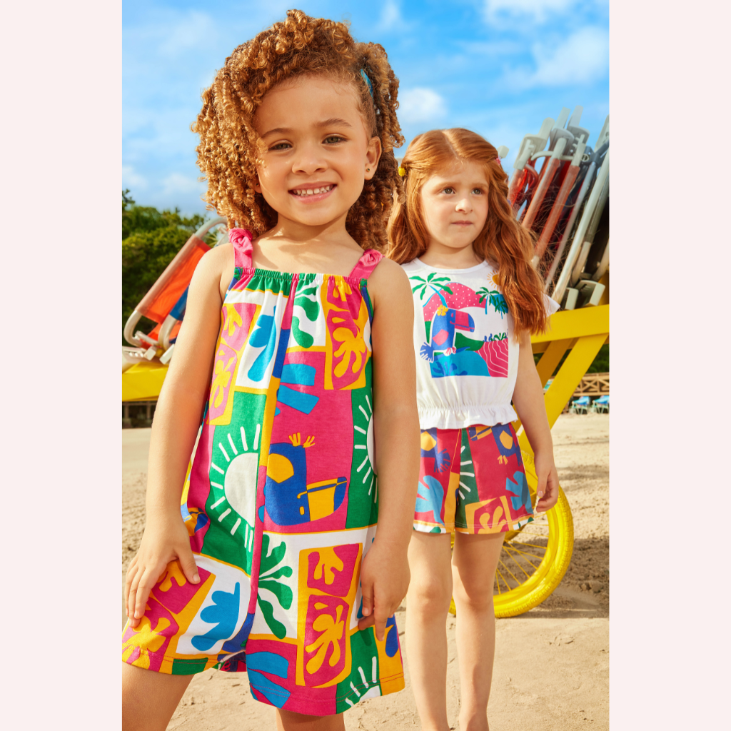 Nanai Ultra Pink Sleeveless Checkered and Printed Leaves Romper
