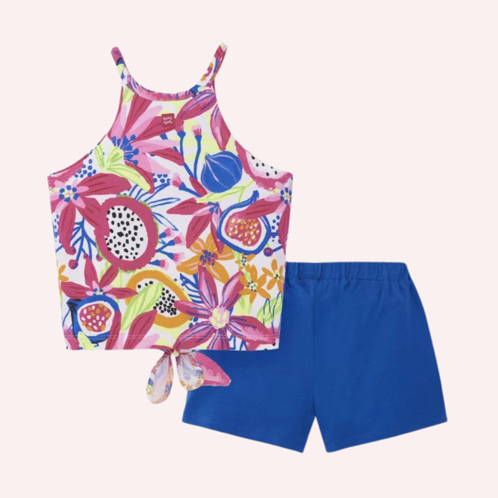 TucTuc Acid Bloom Blue Fuchsia Knit Set
