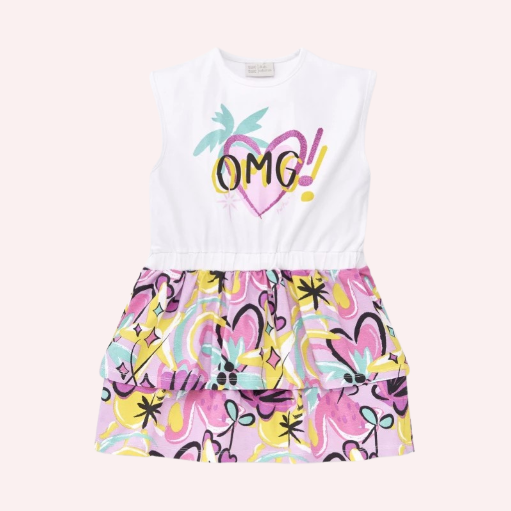 TucTuc Flamingo Mood White Ruffled Knit Dress