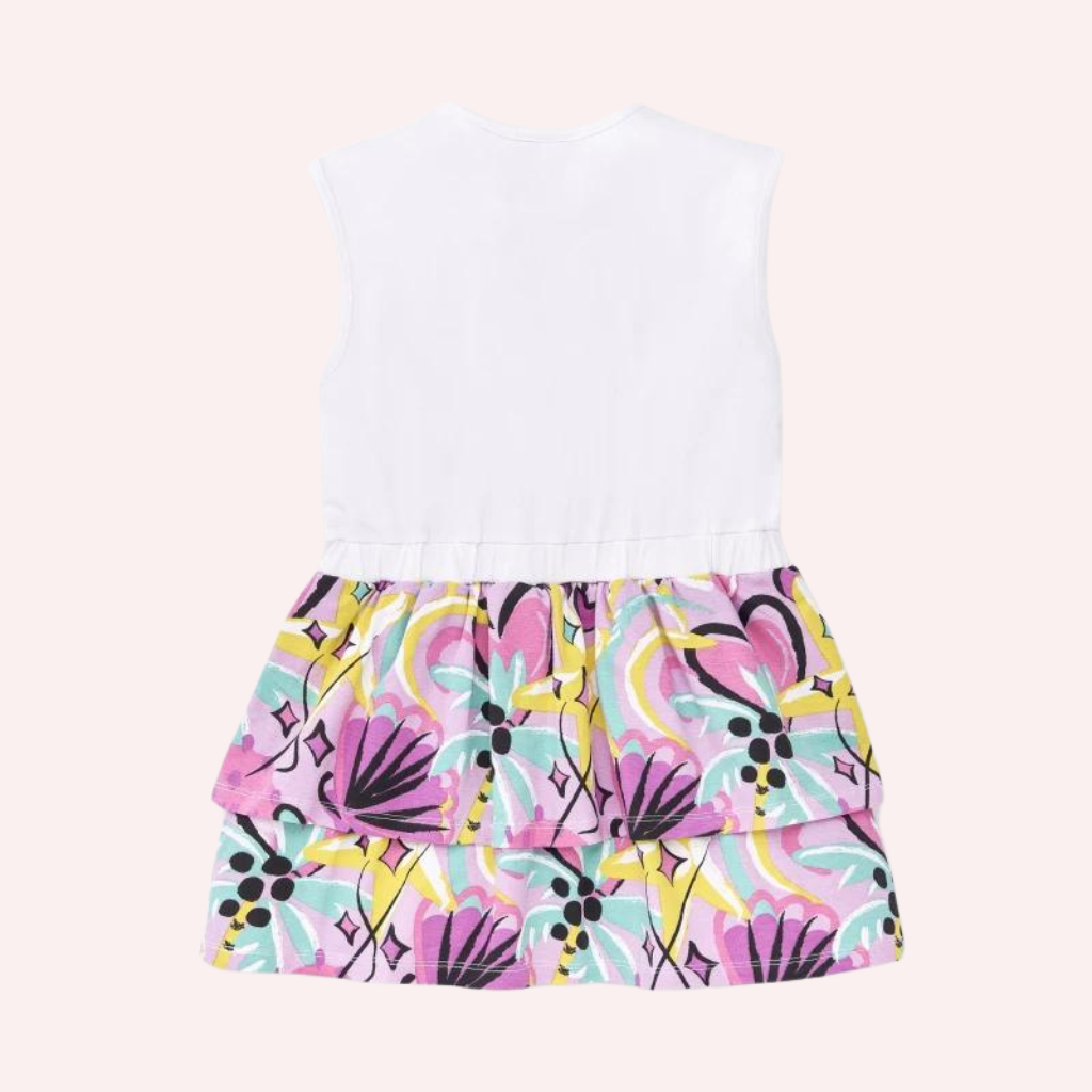 TucTuc Flamingo Mood White Ruffled Knit Dress