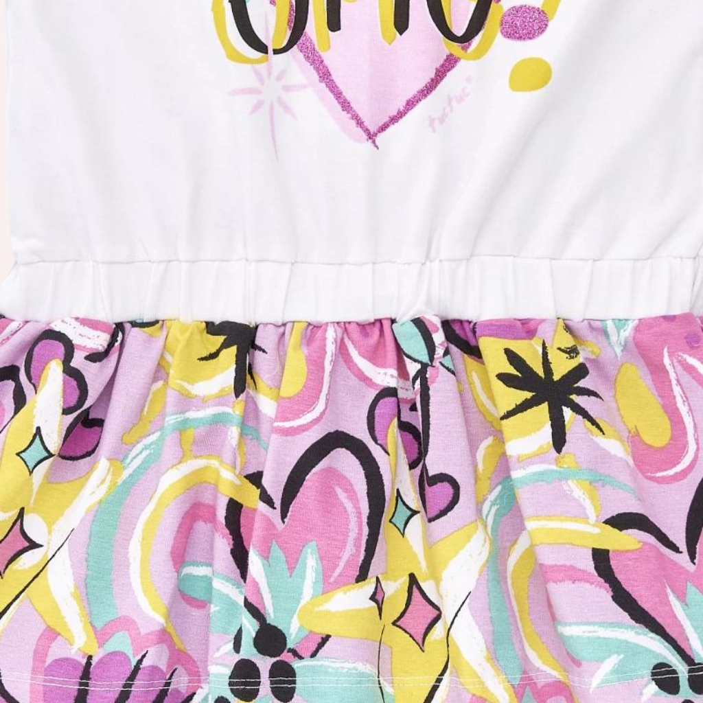 TucTuc Flamingo Mood White Ruffled Knit Dress
