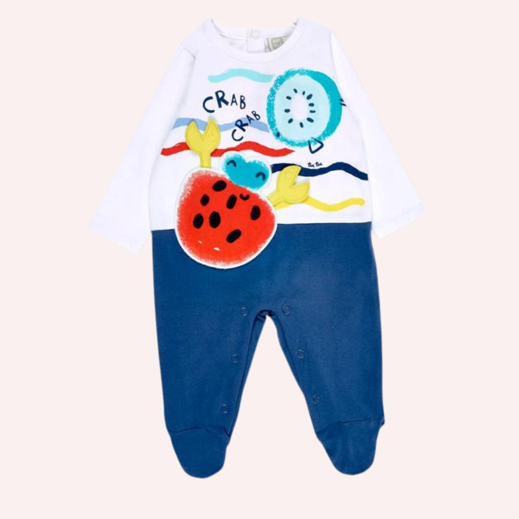TucTuc Frutti Blue and White Knitted Romper