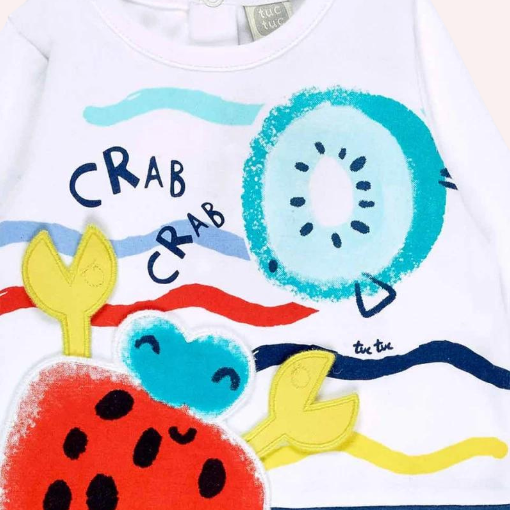 TucTuc Frutti Blue and White Knitted Romper