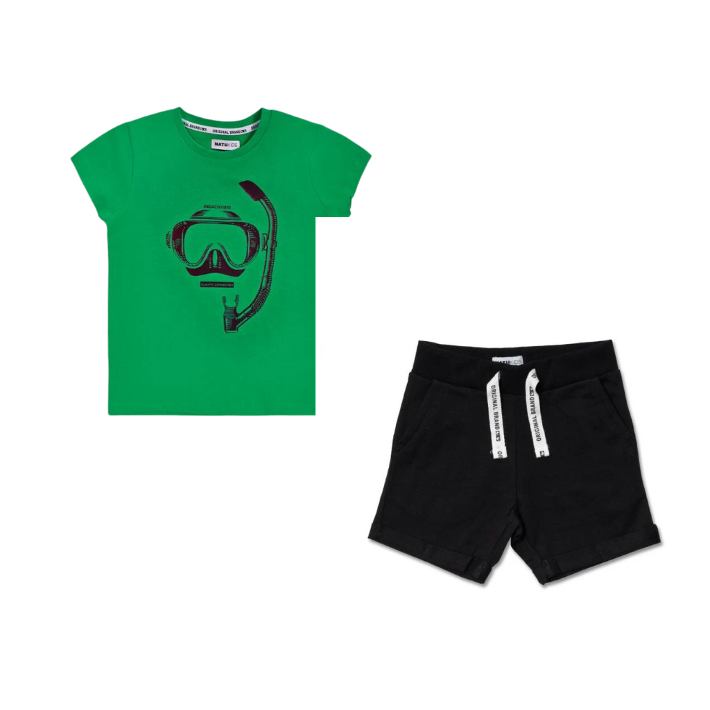 TucTuc Green Knit T-shirt and Coast Black Knitted Bermuda
