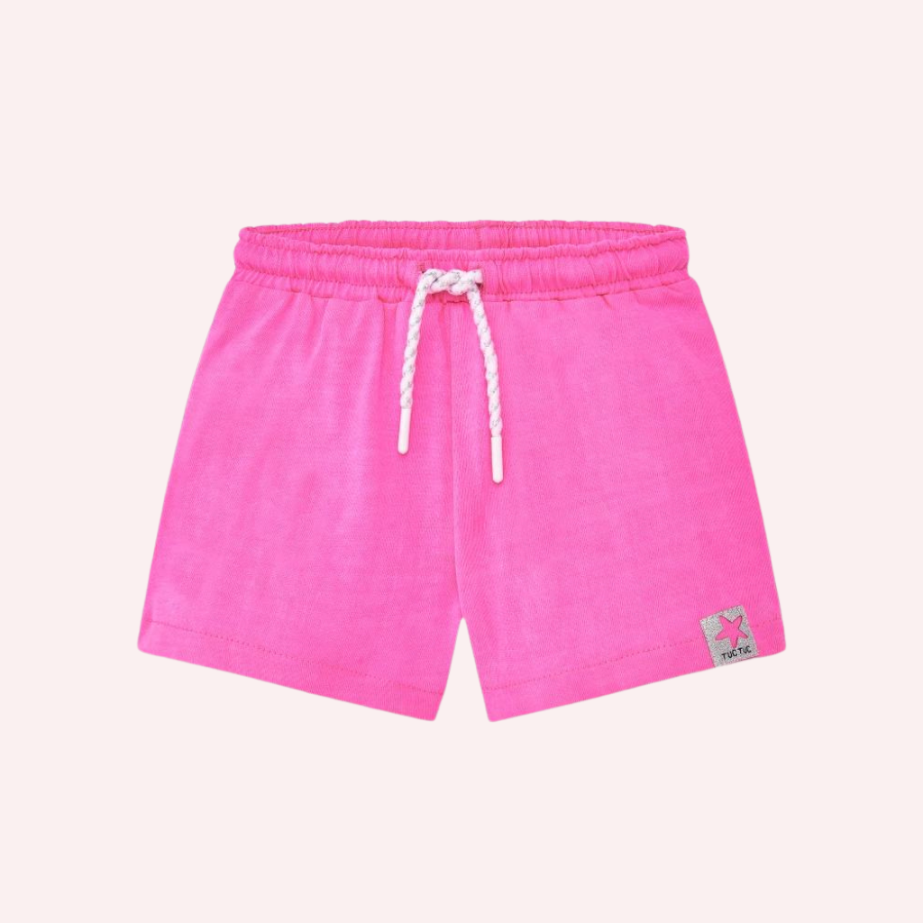 TucTuc Laguna Beach White Knit T-Shirt and Fuchsia Knit Bermuda