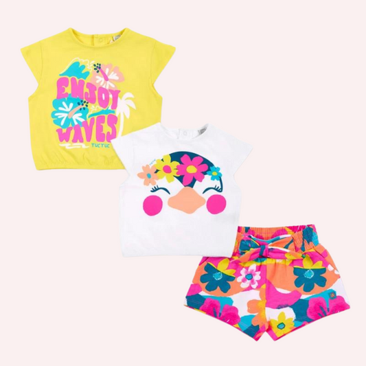 TucTuc Laguna Beach Yellow and White Knit Set