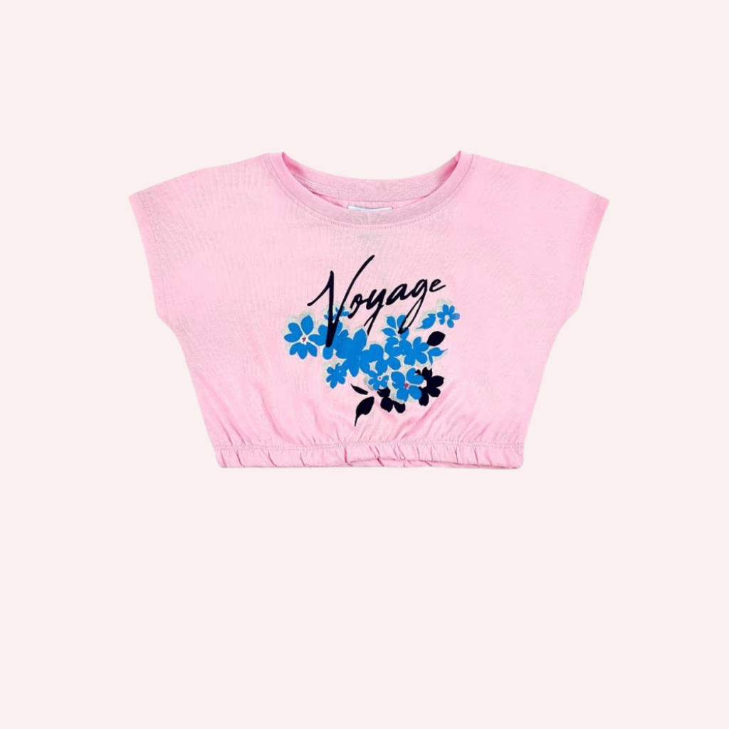 TucTuc NK Carnet De Voyage Pink and Blue Knit T-Shirts and Denim Shorts (3 Piece Set)C