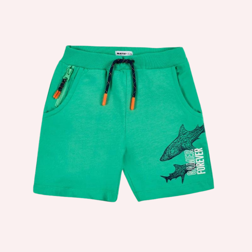 TucTuc NK Game Mode White Knit T-Shirt and Green Knit Shorts