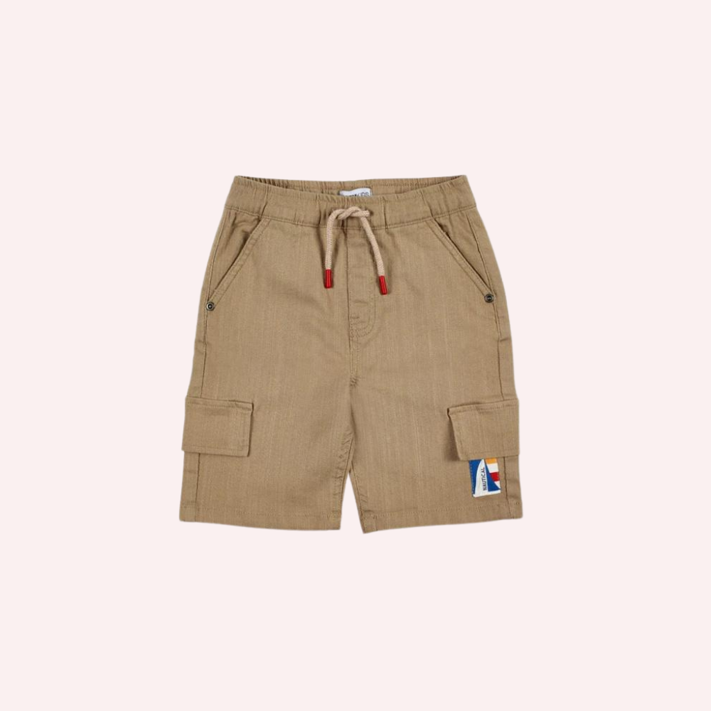 TucTuc NK Kayak Club Red Knit Polo and Beige Flat Bermuda Shorts