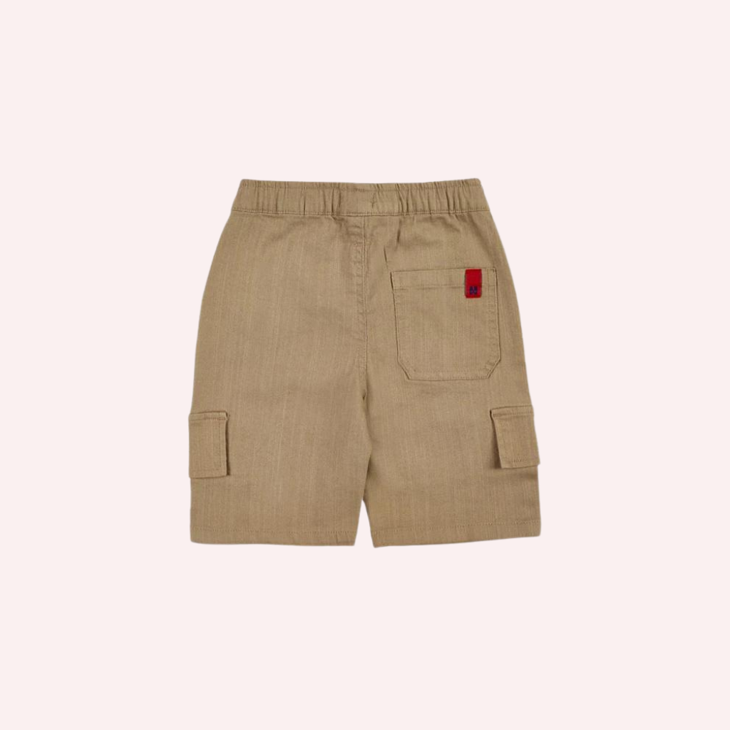 TucTuc NK Kayak Club Red Knit Polo and Beige Flat Bermuda Shorts