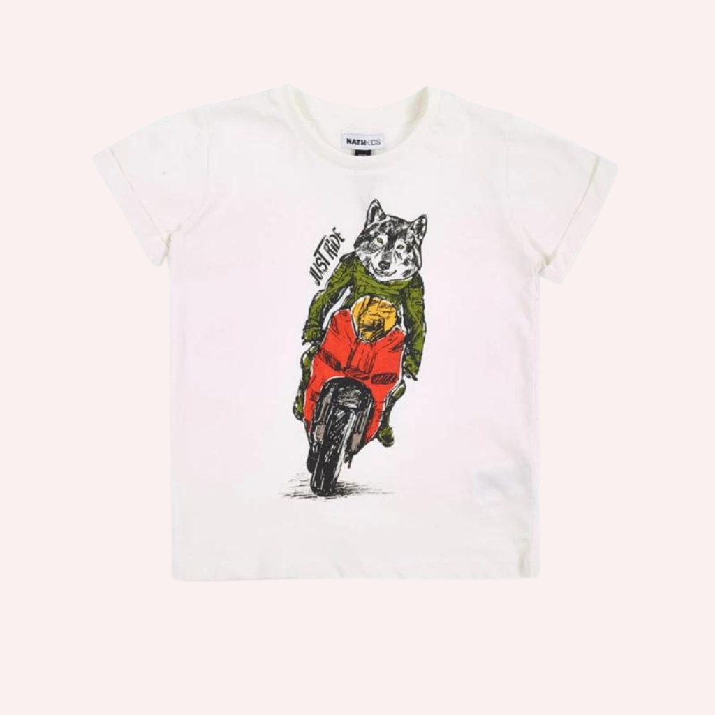 TucTuc NK My Plan To Escape White Tnit T-Shirt and Khaki Flat Cargo Shorts