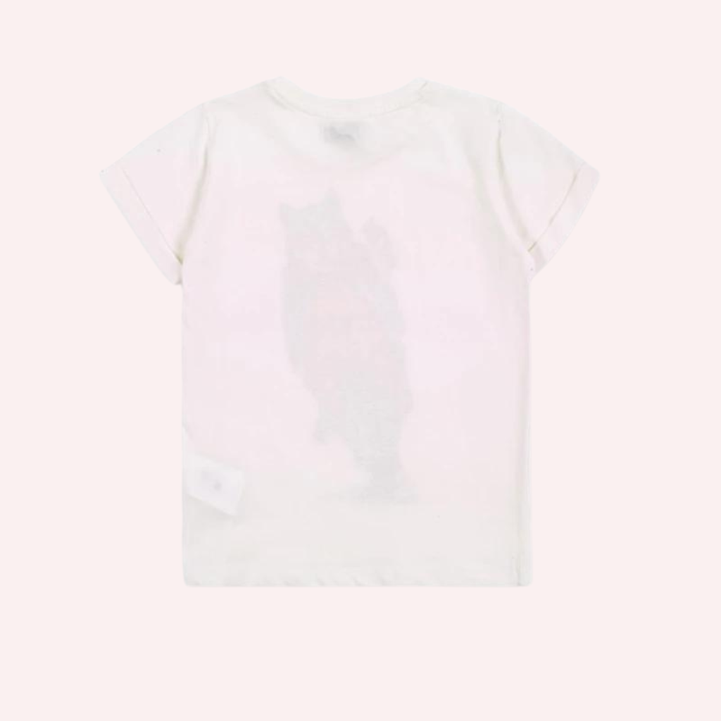 TucTuc NK My Plan To Escape White Tnit T-Shirt and Khaki Flat Cargo Shorts