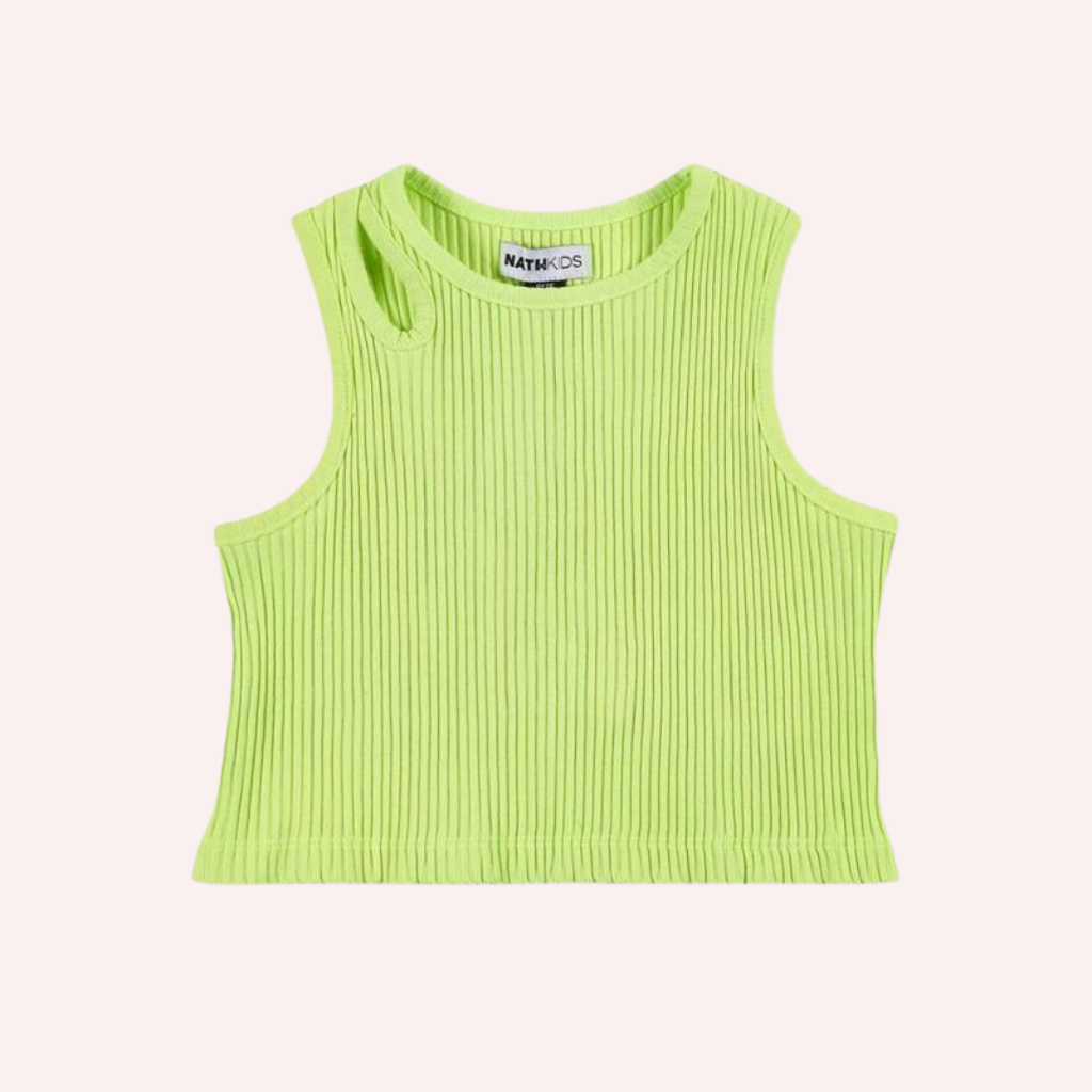TucTuc NK Neon Jungle Green Knit T-Shirt and Pink Denim Shorts