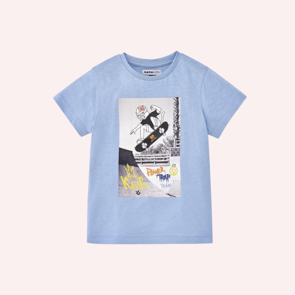 TucTuc NK Skating World Light Blue Knitted T-Shirt and Blue Knit Shorts