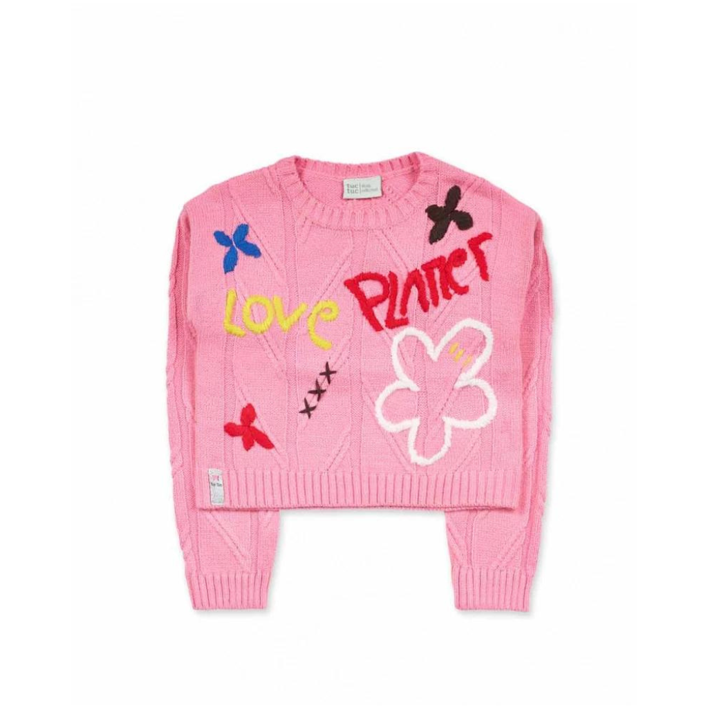 TucTuc Natural Planet Pink Knitted Jumper and Two Tone Blue Denim