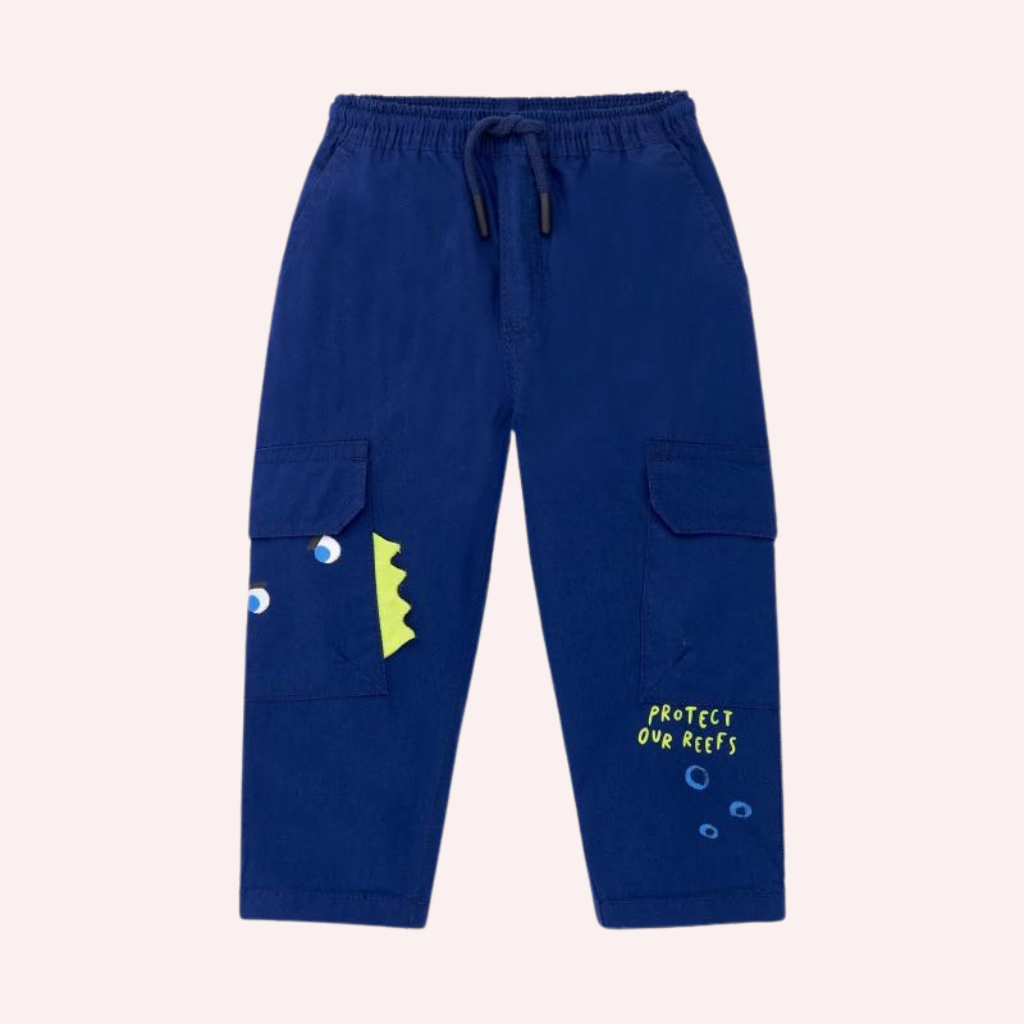 TucTuc Ocean Wonders Blue Printed Knit T-Shirt and Navy Poplin Pants