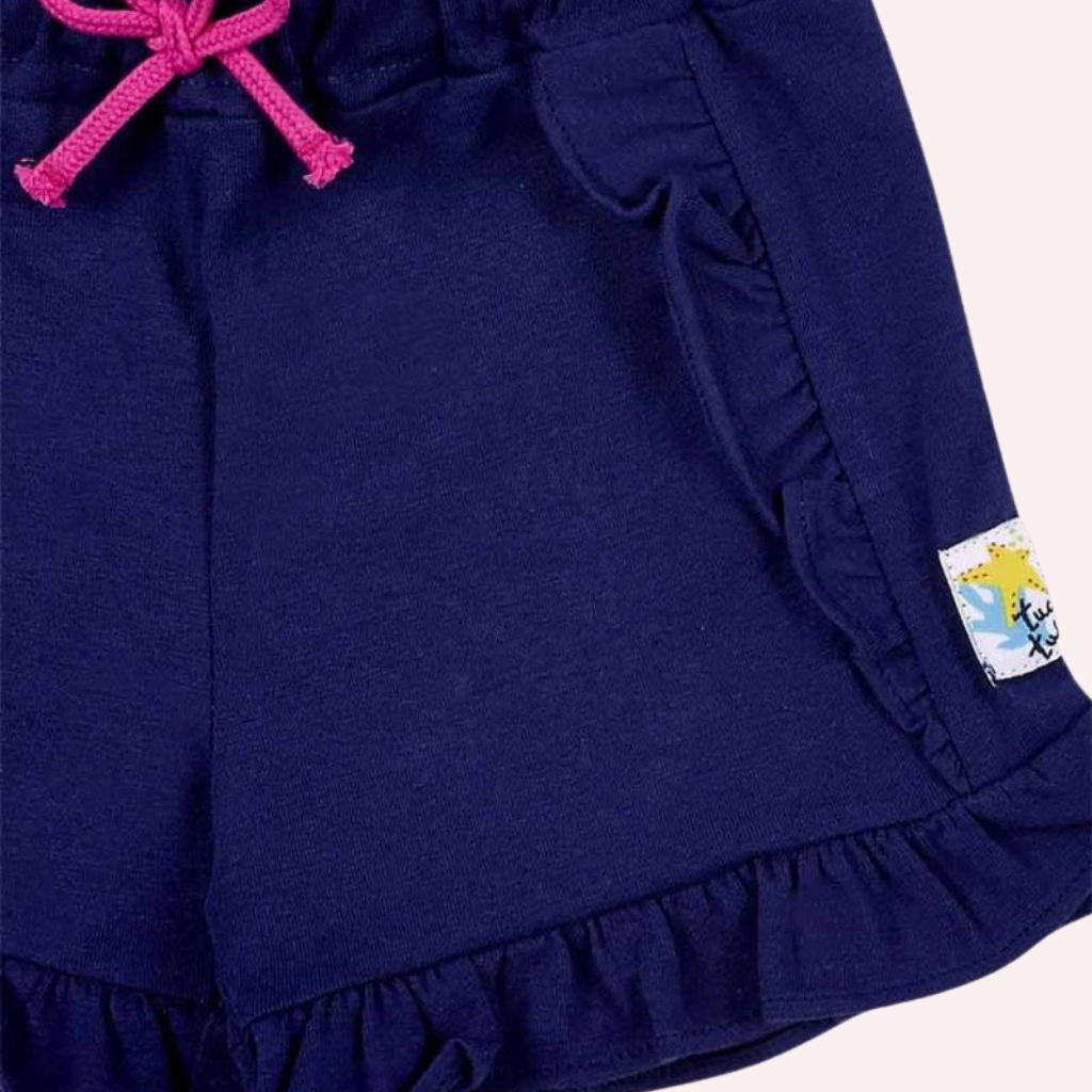 TucTuc Ocean Wonders Navy and White Knit Shorts Set