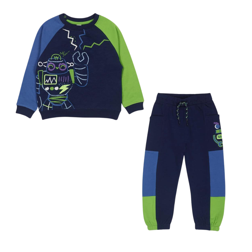 TucTuc Robot Maker Blue Fleece Sweatshirt and Blue Plush Trousers
