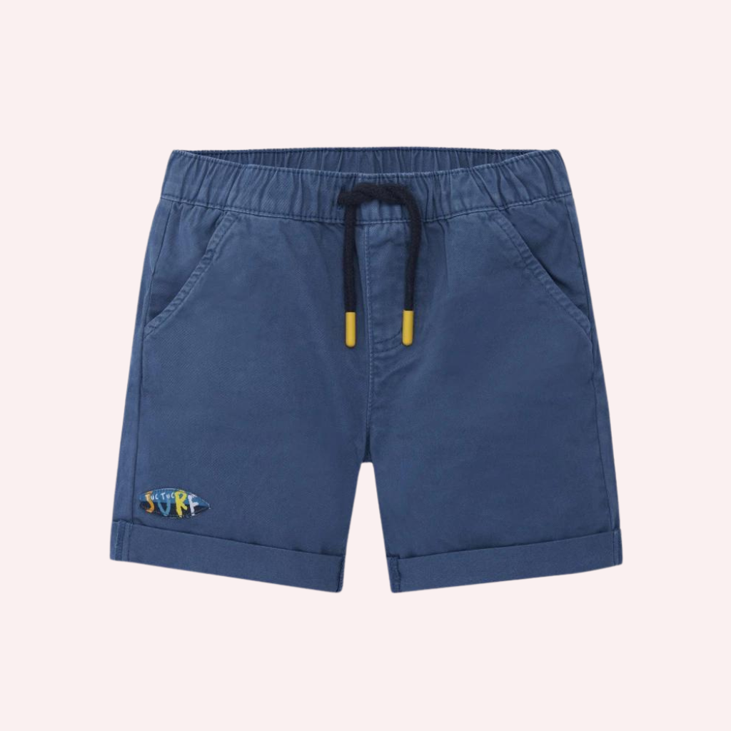 TucTuc Sons Of Fun Blue Knitted T-Shirt and Blue Twill Bermuda Shorts