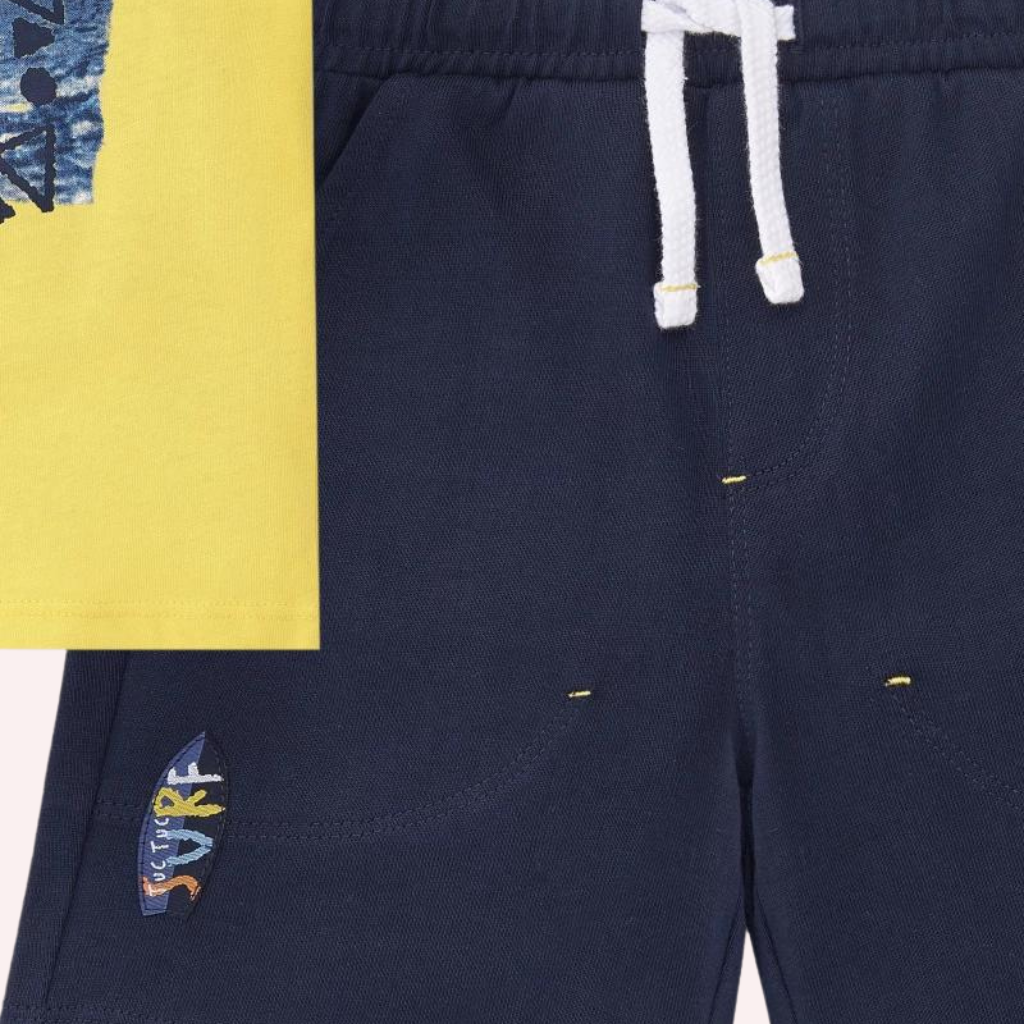 TucTuc Sons Of Fun Blue and Yellow Knit Set