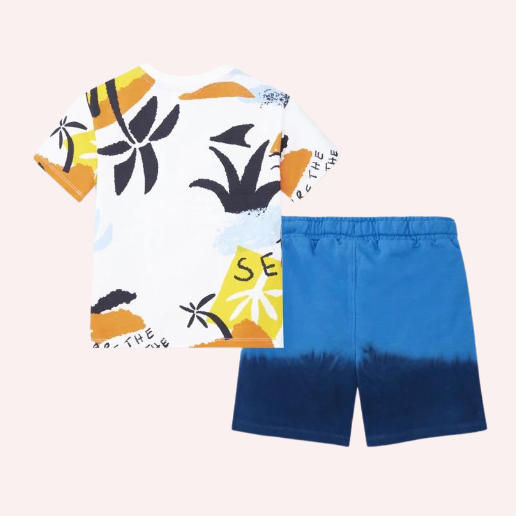 TucTuc Sons Of Fun White and Blue Knit Shorts Set