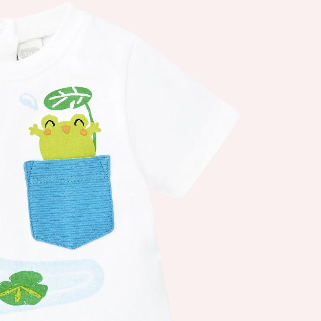 TucTuc Water Lilies Blue and white Knitted Baby Romper