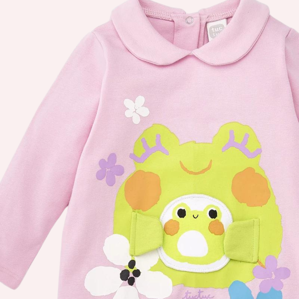 TucTuc Water Lilies Pink Knitted Baby Romper