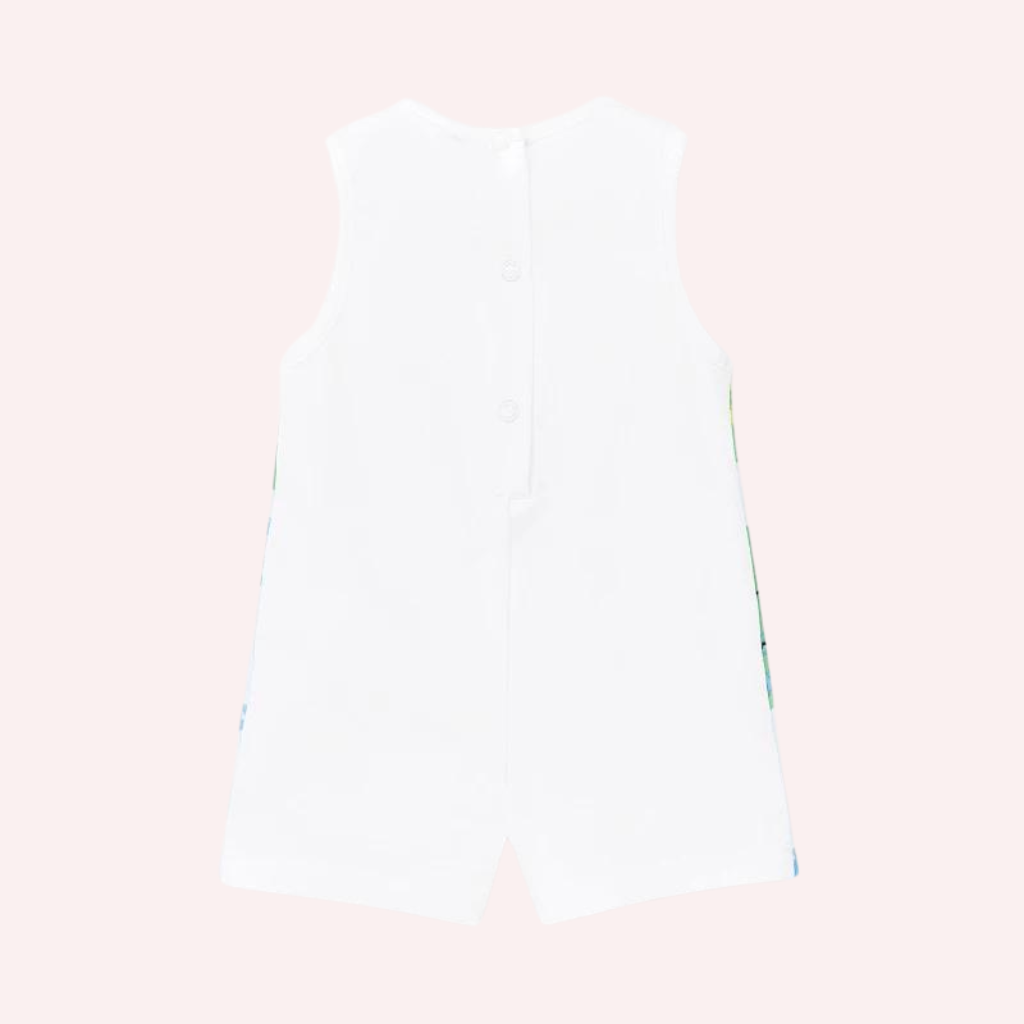 TucTuc Water Lilies White Sleeveless Knit Baby Romper