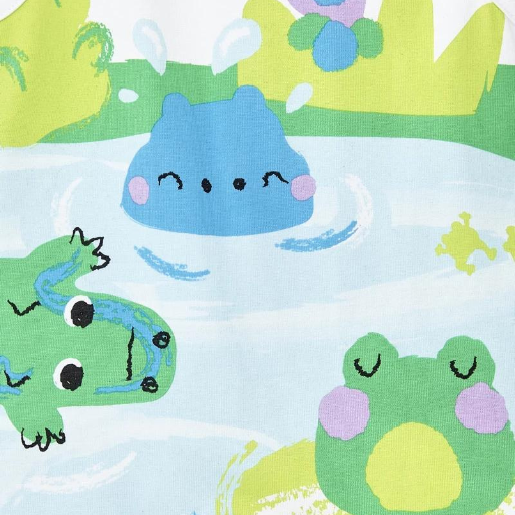 TucTuc Water Lilies White Sleeveless Knit Baby Romper