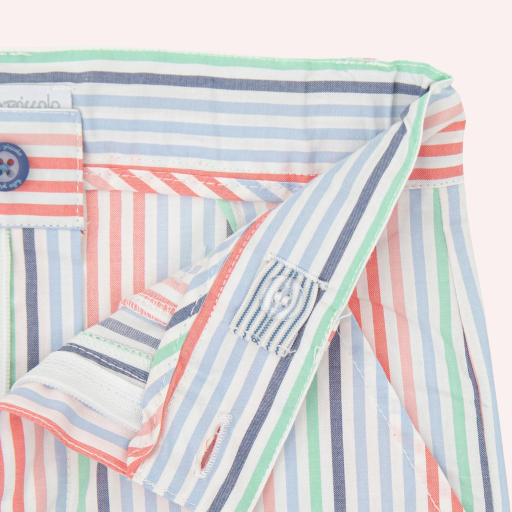 Tutto Piccolo Atlantic Blue Polo Shirt and Striped Coral Bermuda Shorts