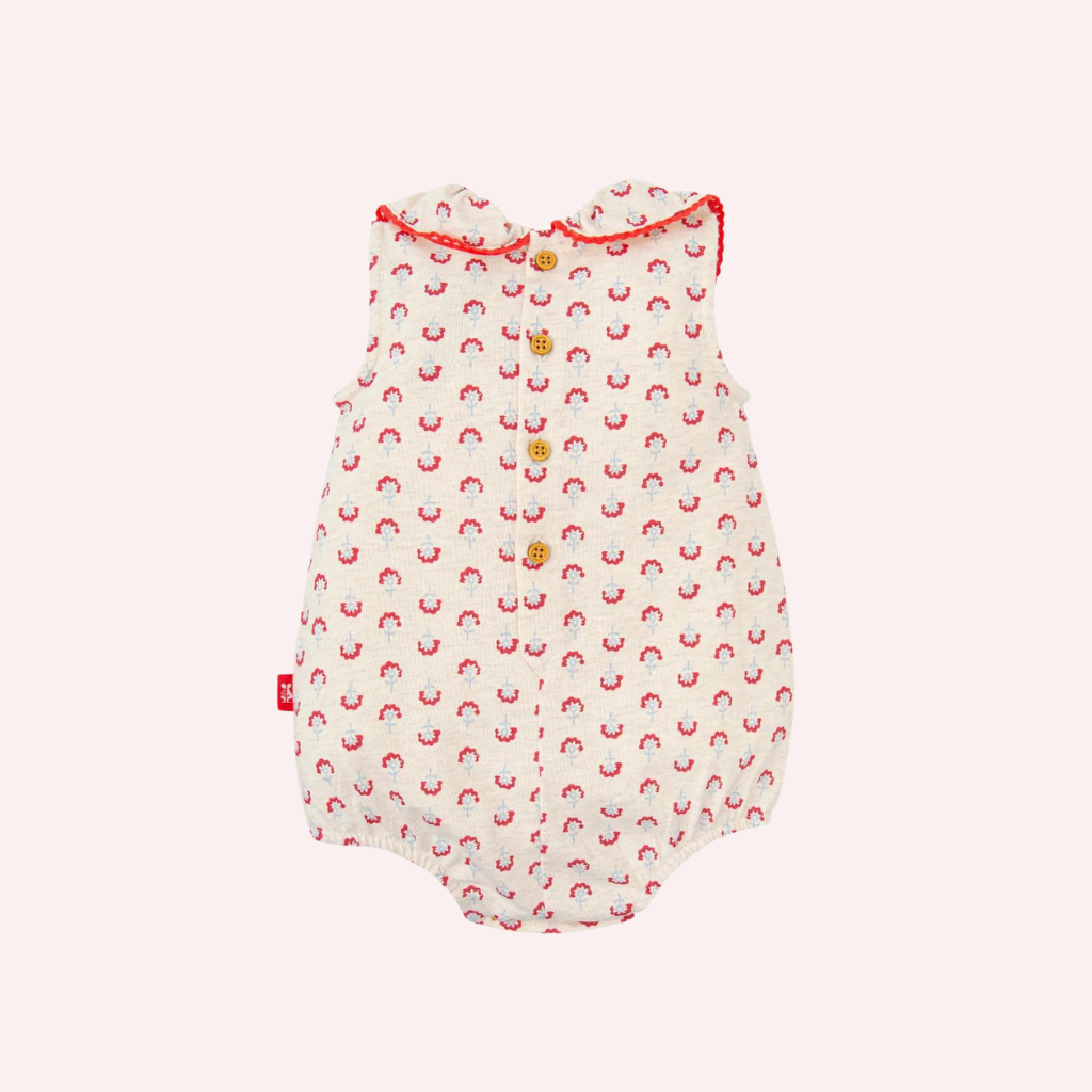 Tutto Piccolo Chemical White Sleeveless Floral Romper