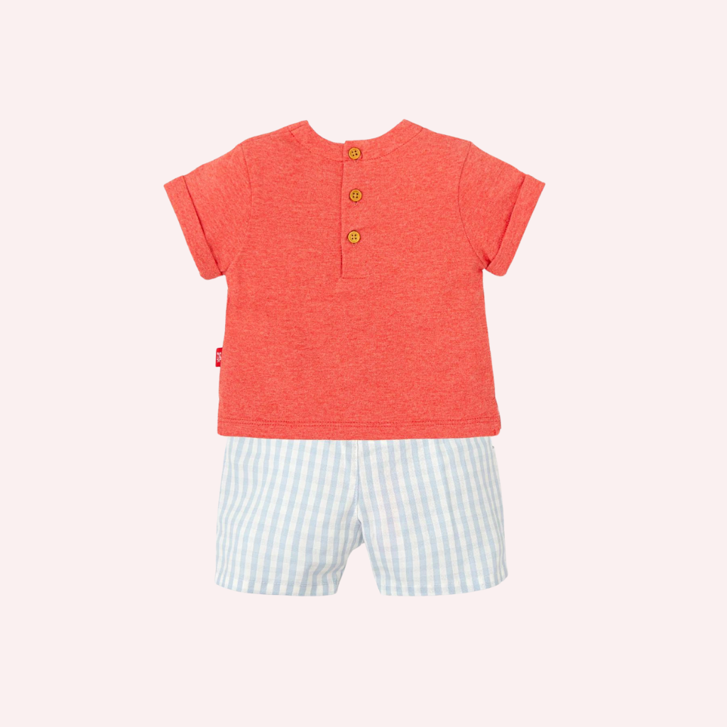 Tutto Piccolo Red and Blue Porcalain Shorts 2 Piece Set