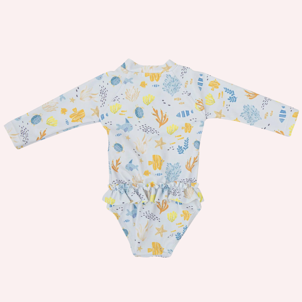 Tutto Piccolo Sky Blue Long Sleeves Swimsuit