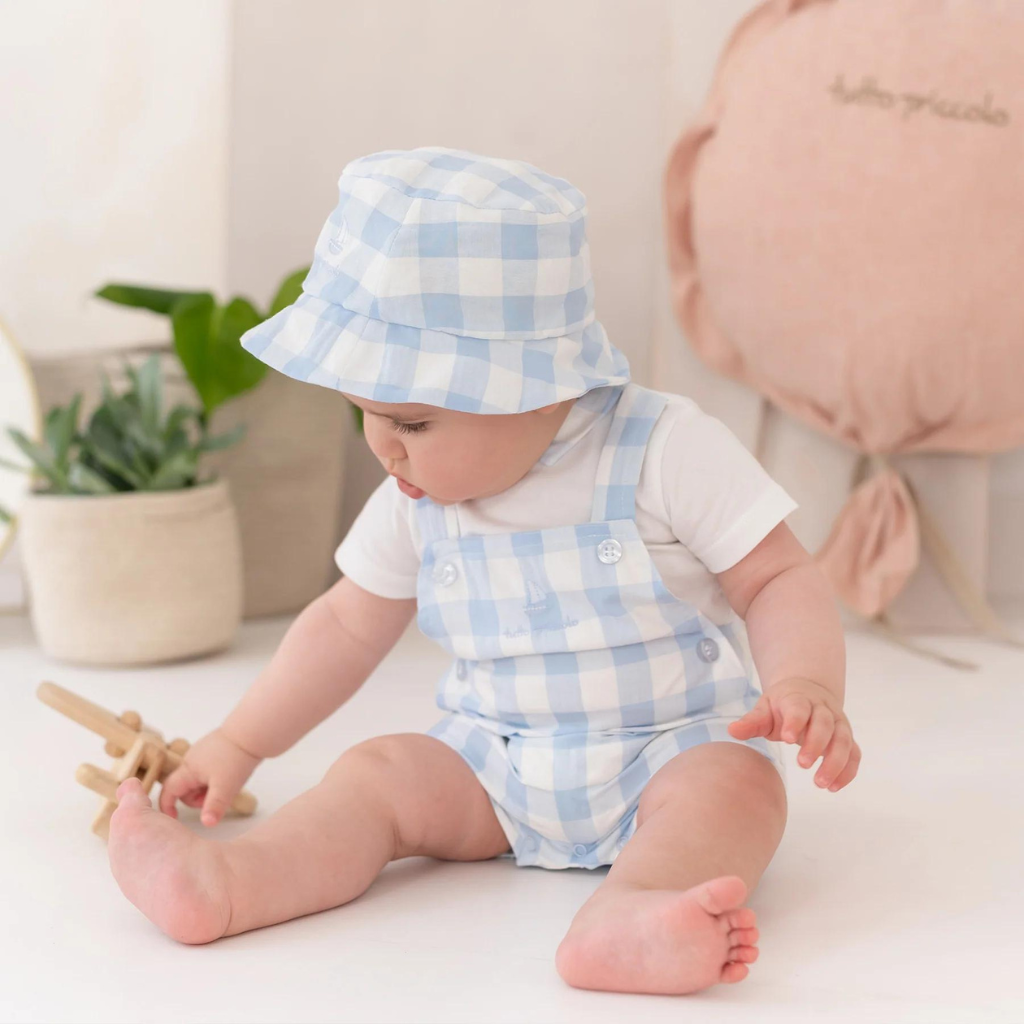 Tutto Piccolo Sky Blue and White Baby Romper
