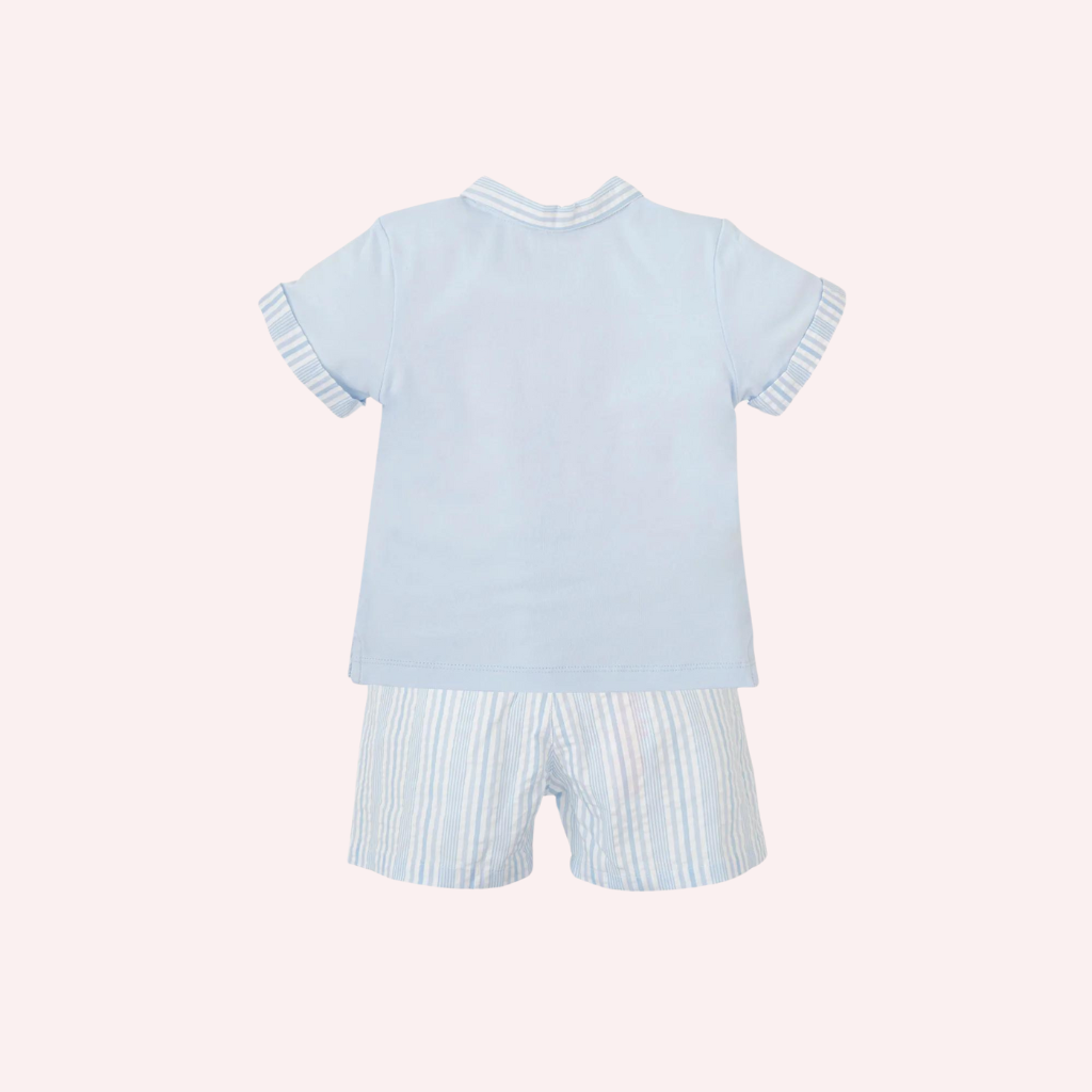 Tutto Piccolo White and Sky Blue Remo Polo 2 Piece Set