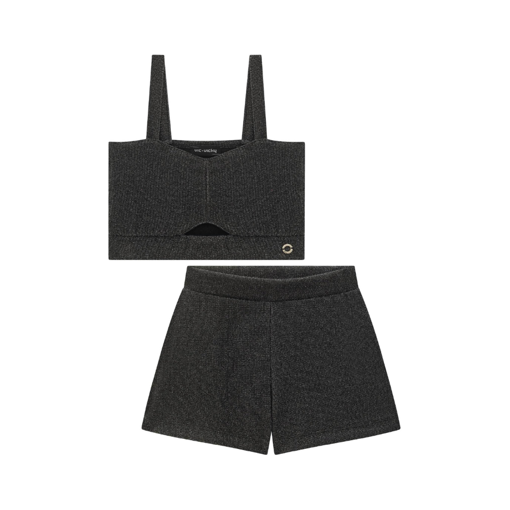 Vic & Vicky - Luiza Cropped Top and Knitted Shorts Set